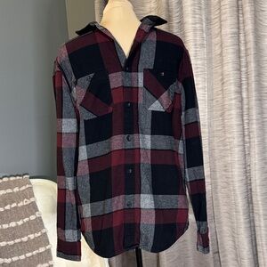 Urban Pipeline Black and Burgundy Plaid Shirt